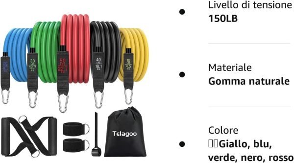 Set Fasce Elastiche Fitness - bande elastiche di resistenza