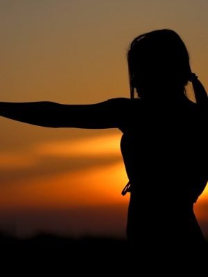 karate, sunset, fight