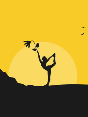 benessere personale yoga, sunrise, silhouette