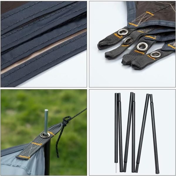 Tenda Parasole da Campeggio Tarp, 3,7x4,3 m Forceatt - con 6 Punti di Fissaggio