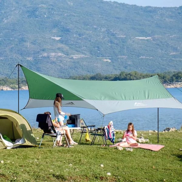Tenda Parasole da Campeggio Tarp, 3,7x4,3 m Forceatt - con 6 Punti di Fissaggio