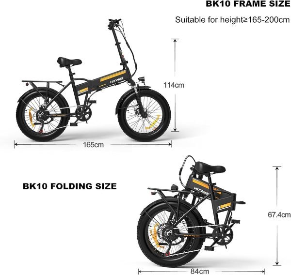 Bici Elettrica pieghevole HITWAY 20" x 4.0 - con Batteria Rimovibile