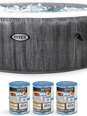 816Y5o67TbL._AC_SL1500_ Vasca idromassaggio rotonda gonfiabile Intex PureSpa Greywood Deluxe - 215,9 x 63,5 cm