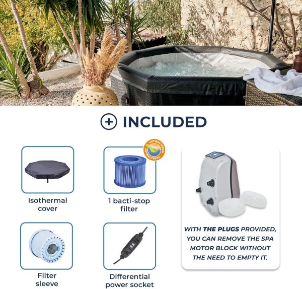 81KFtz-E8cL._AC_SL1500_ SPA per casa o giardino NetSpa Octopus Semi Rigida - con Arredamento, 4-6 Posti