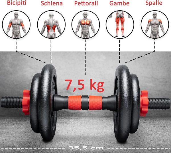 Manubri Pesi in ghisa POWRX  da 15kg, 20kg e 30kg - Impugnatura Antiscivolo