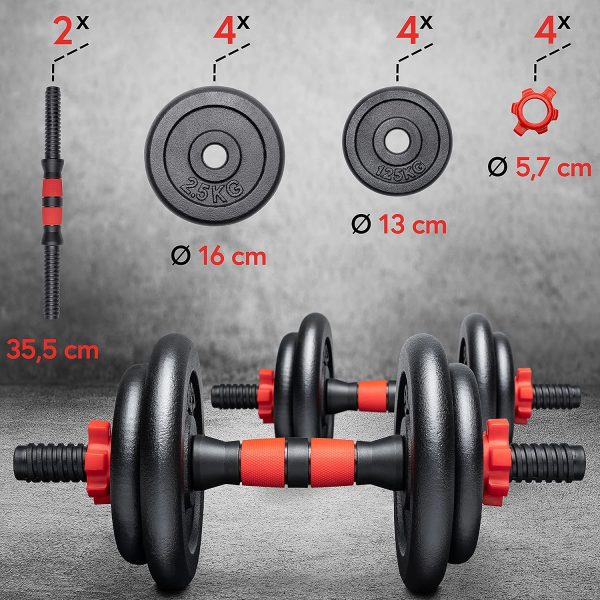Manubri Pesi in ghisa POWRX  da 15kg, 20kg e 30kg - Impugnatura Antiscivolo