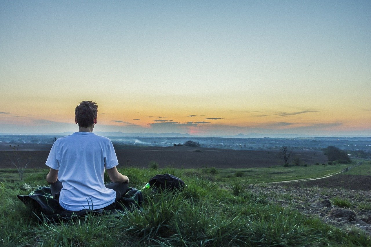 meditation, calm, above the city