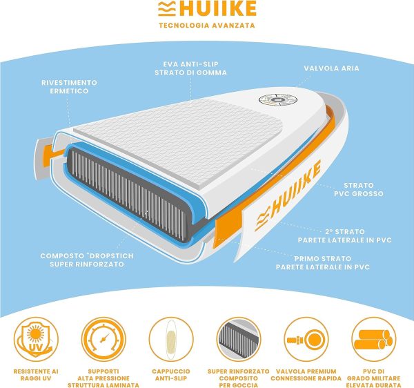 Tavola Paddle Surf Gonfiabile con Accessori Premium - HUIIKE
