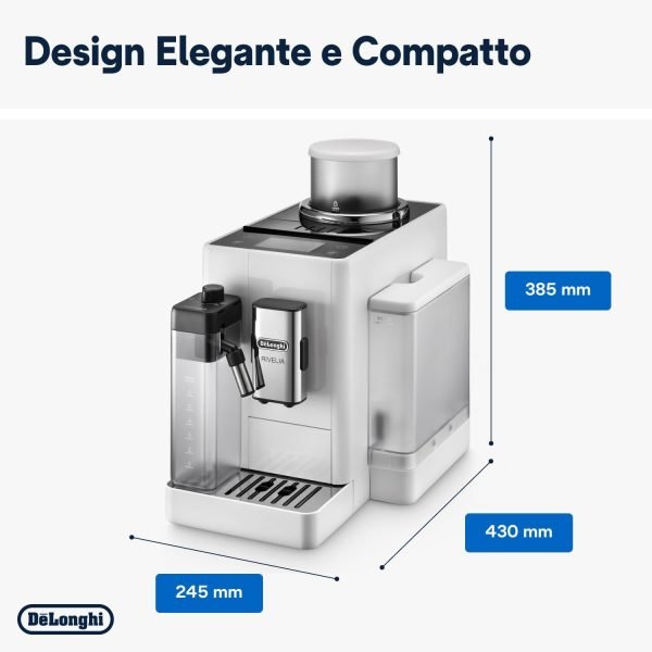 Macchina da Caffè Automatica De'Longhi Rivelia Perfetto EXAM440.55.W - Chicchi Macinati al Momento