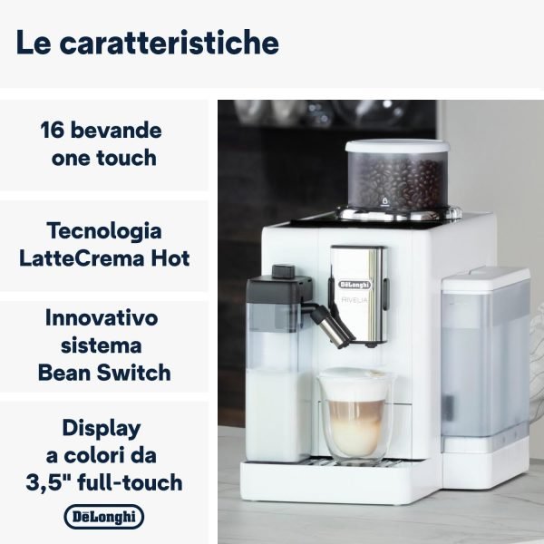Macchina da Caffè Automatica De'Longhi Rivelia Perfetto EXAM440.55.W - Chicchi Macinati al Momento