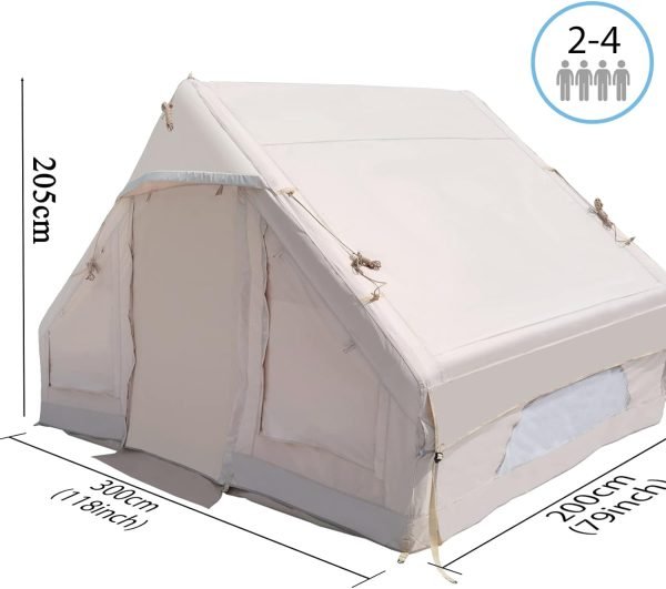 Tenda Gonfiabile Per 4 Persone – Tunnel 415x235x160 Cm, Impermeabile, Con Atrio Antipioggia – Ideale Per Campeggio Famiglia