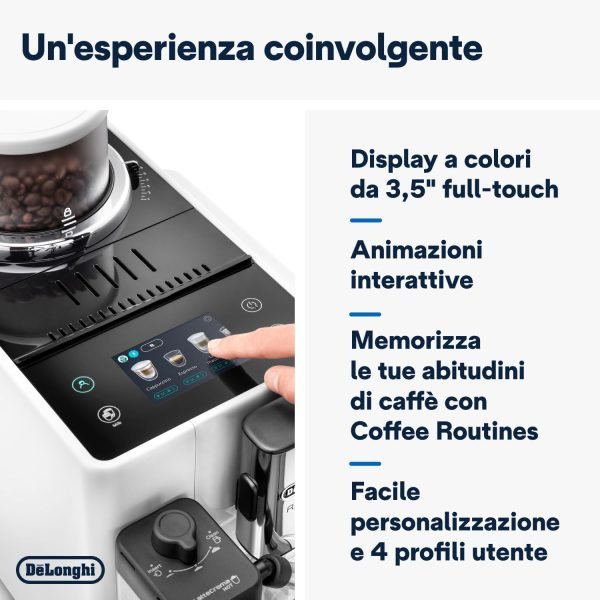 Macchina da Caffè Automatica De'Longhi Rivelia Perfetto EXAM440.55.W - Chicchi Macinati al Momento