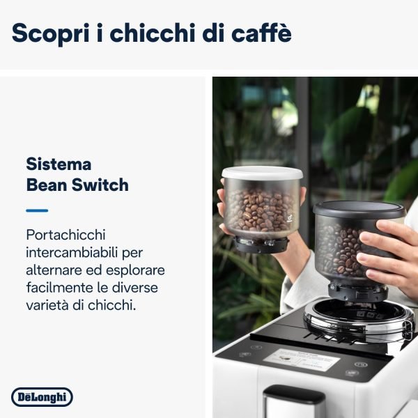 Macchina da Caffè Automatica De'Longhi Rivelia Perfetto EXAM440.55.W - Chicchi Macinati al Momento