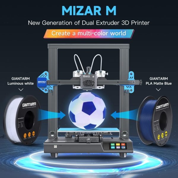 Stampante 3D Multicolore Geeetech Mizar-M FDM  - a Doppio Estrusore con Livellamento Automatico