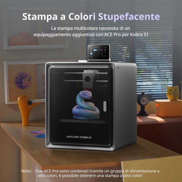 Stampante 3D multicolore ad alta velocità autolivellante - Anycubic Kobra S1