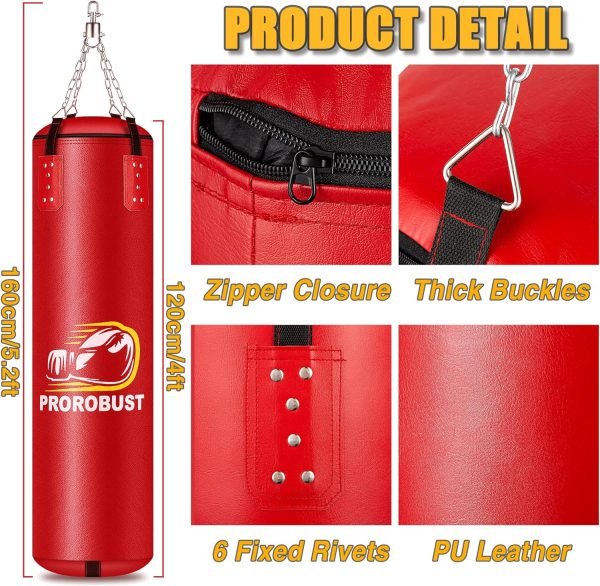 91p4DYEpHDL._AC_SL1500_ Sacco da boxe per adulti Prorobust - 1,2 m in poliuretano pesante con guanti da 340 g