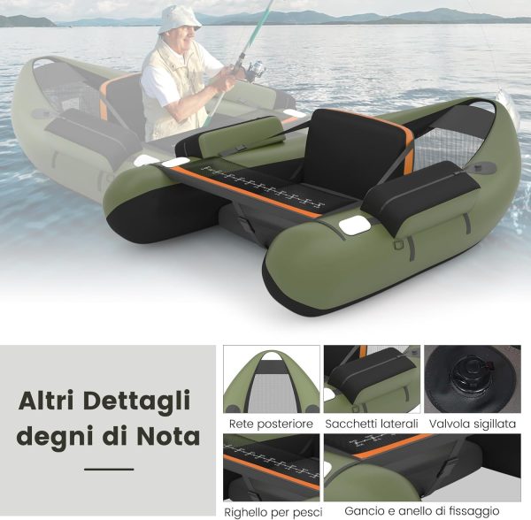 Gommone Gonfiabile da Pesca COSTWAY - con Statori per Amo Pesca