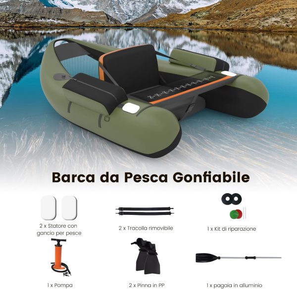 Gommone Gonfiabile da Pesca COSTWAY - con Statori per Amo Pesca