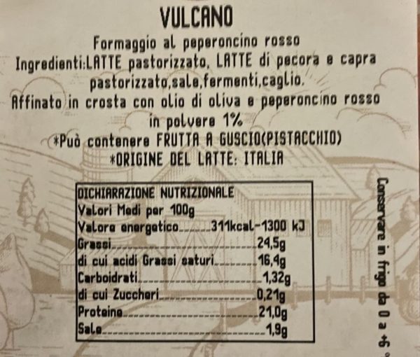 Formaggio siciliano al peperoncino rosso Vulcano - 450gr sottovuoto