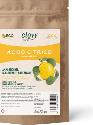 Ammorbidente, brillantante e anticalcare ECOlogico - Acido Citrico per detergenza CLOVY 5KG
