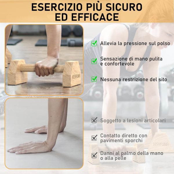 Parallele Calisthenics HSYFUNA in Legno – Antiscivolo e Portatile per Fitness e Corpo Libero